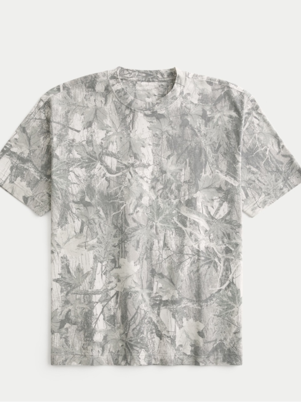Hollister Gray and White Camouflage Short-Sleeve Crew Tee